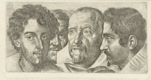 Portret van Cosimo Orsino, Cesare Bartolotti, Sigmund Laire och en självportret av Ottavio Leoni av Ottavio Mario Leoni