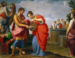 Rebekka och Eliezer vid brunnen. Omkring 1626/27