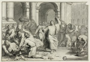 Kristus driver ut penningväxlarna ur templet av Ottmar Elliger the Younger