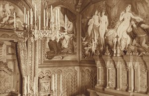 Bayerska kungar-slottet Neuschwanstein, studie, bilder av legenden Tannhausers