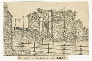 Amercoeurpoort te Luik Amercoeur-porten i Liège (titel på objekt) av Otto Baron Howen