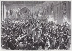 Tillkännagivande av kung Wilhelm I av Preussen som kejsare av Tyskland, Spegelsalen, Palais de Versailles, Frankrike av Otto Edmund Guenther