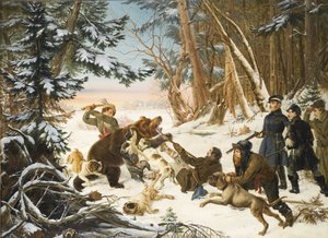 Tsarevich Alexander Nikolaevich på björnjakt i utkanten av Moskva, 1843 av Otto Grashof