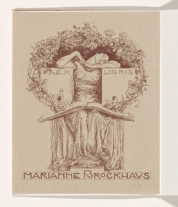 Ex-libris av Marianne Brockhaus av Otto Greiner (signed by artist)