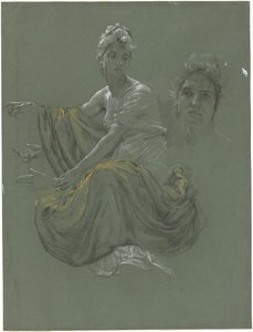 Elegant ung kvinna i klassiskt draperi