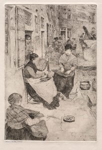 Etchings of Venice: Bead Stringers, 1882. av Otto H. Bacher