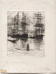 Tre skepp, Venedig, 1880. av Otto H. Bacher