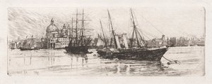 Två båtar, Venedig, 1880. av Otto H. Bacher