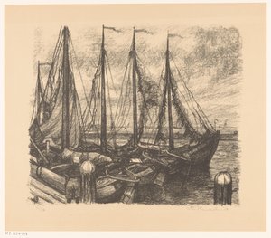 Förtöjda fiskefartyg i en hamn