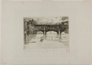 Ponte Vecchio, förstörd plåt av Otto Henry Bacher