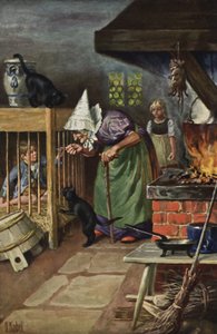 Hans och Gretel (färg litho)