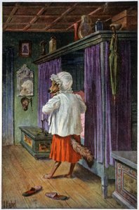 Vargförklädnader i Grand Mother, ca 1910 (vykort) av Otto Kubel