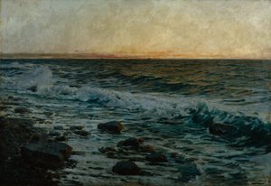 Solnedgång vid havet (olja på duk)