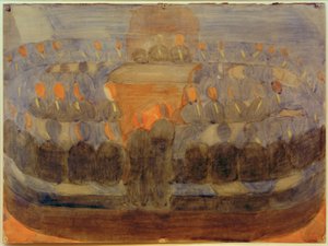 Förberedelse (tillställning i matsalen). Undersökning (övergripande sammansättning) av Otto Meyer Amden