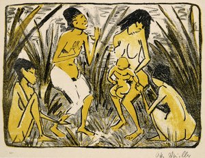 Upptäckten av Moses, 1920 av Otto Mueller
