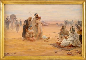 Le marche aux esclaves - Slavmarknaden - Målning av Otto Pilny (1866-1936), Olja på duk 1910 (80x120cm) - Privat samling