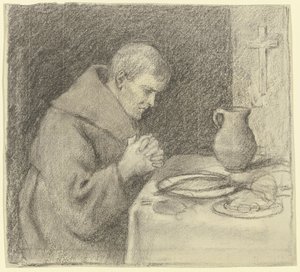 Munk under bordsbönen av Otto Scholderer