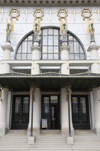 Am Steinhof kyrka (kyrkan Leopld) designad av Otto Wagner, Wien, Österrike (foto) av Otto Wagner