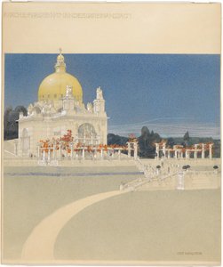 S:t Leopolds kyrka på Steinhof, tävlingsprojekt, perspektiv av Otto Wagner