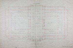 Projekt för ett "House of Art MCM-MM" av Otto Wagner