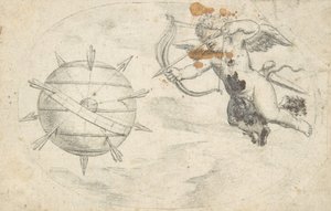 Cupid skjuter pilar på World Globe, 1608 eller strax innan . av Otto van Veen.