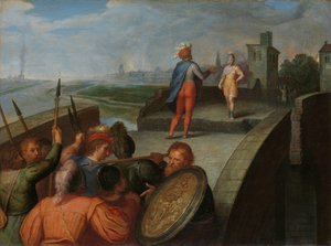 Fredsförhandlingarna mellan Julius Civilis och den romerske generalen Cerialis Fredsförhandlingar mellan Claudius Civilis och Cerealis en av en serie om tolv om batavernas uppror mot romarna av Otto van Veen