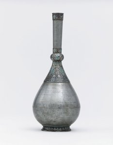 En osmansk turkos infälld silvermonterad zinkflaska (turkos, zink, silver) av Ottoman School