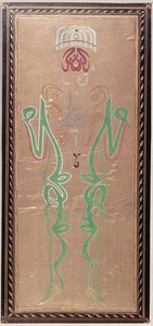 Arabisk kalligrafi med namnen på Muhammed, hans svärson, Ali och Alis två söner, Hassan och Hussein (färgat bläck på papper) av Ottoman School