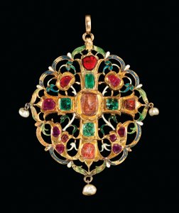 Armenisk ädelsten och emaljerad relikvie (ädelstenar, emalj & pärlor i guld)