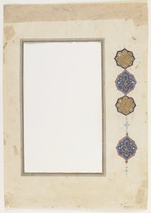 Folio från en Koran (kant), fristående manuskriptkant, 1500-talets andra hälft (bläck, ogenomskinlig akvarell och guld på papper) av Ottoman School