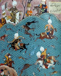 Jaktscen i närvaro av Sultan Murad II (Murat) (1404-1451) Miniatyr av 1600-talet. Istanbul, Topkapi Sarayi Museum Library av Ottoman School