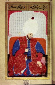 Soliman (Suleyman) I the Magnificent (1494-1566), Sultan Ottoman Miniature från manuskriptet "" Human Physiognomy (Om personliga arrangemang av ottomaner) av Seyyid Lokman Hussein. (Ms. ty6087 folio 27b) av Ottoman School