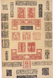 Exemplar av typografiska utsmyckningar från 1500-talets Italien och Frankrike, utgivna av Aldine, Giunta och Stephan, kapitel XIX, plåt XC, från 