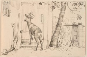 Rådjuren framför dörren av P.C. Skovgaard