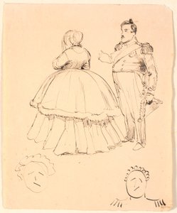 Karikatyr av Frederik VII och grevinnan Danner; nedan av Christian VIII.
