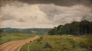 Landskap vid Kongens Møller, Själland. Eftermiddagsljus