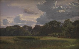 Rörliga åskskurar över Nysø Have och Fribedet av P.C. Skovgaard