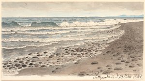 Strand med utsikt över Kattegatt mot Kullen. av P.C. Skovgaard