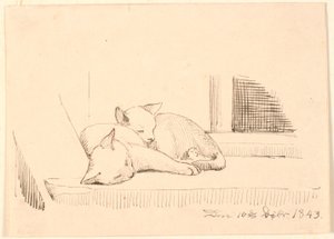 Två sovande katter. av P.C. Skovgaard