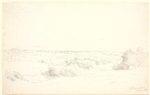 Utsikt över ett kuperat landskap. av P.C. Skovgaard