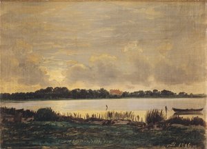 Utsikt över Præstøfjorden mot Nysøs herrgård av P.C. Skovgaard