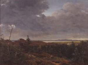 Vy över Frederiksværk från Tisvilde Wood, Nordsjälland av P.C. Skovgaard