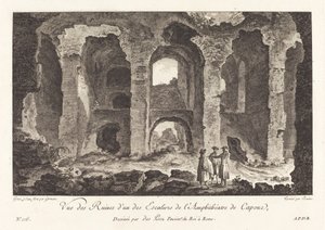 Utsikt över ruinerna från en av Capuas amfiteaters trappa av P.F. Germain after Louis Jean Desprez