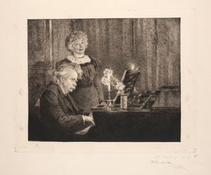 Edvard och Nina Grieg vid pianot av Peder Severin Krøyer