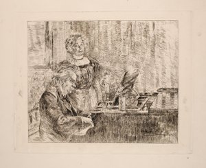 Edvard och Nina Grieg vid pianot av Peder Severin Krøyer