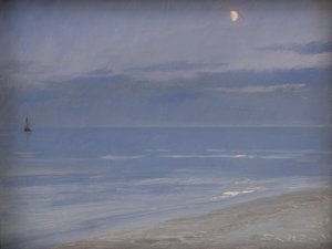 Skagen Beach i månsken av Peder Severin Krøyer