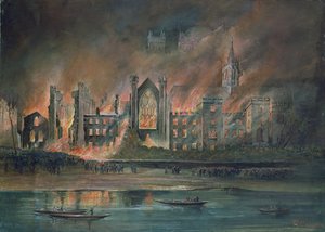 Brand i parlamentets hus, 16 oktober 1834 (gouache) av P.T. Cameron