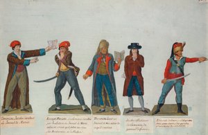 Jakobiner och terrorister under terrorväldetiden (1793-4) under franska revolutionen (gouache)