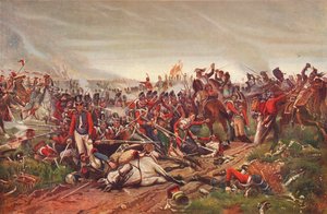 Franska kurassier anfaller ett brittiskt infanteritorg vid slaget vid Waterloo, 1815 1906 av P Jazet