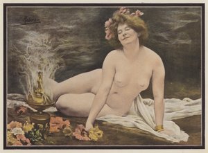 Languid njutning (färg litho) av P. Ribera